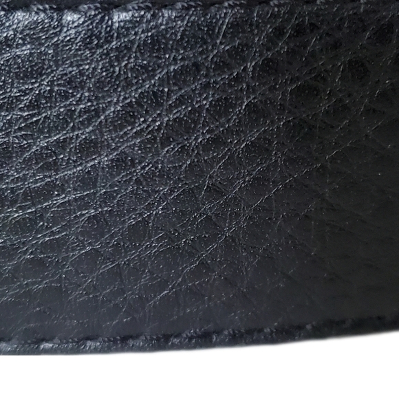 Coach Black Pebble Leather Men's Belt Silver Tone Buckle Size 32 - Picture 4 of 11